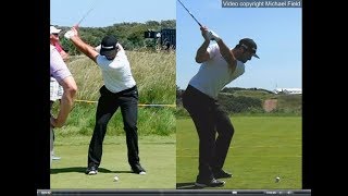 Jon Rahm golf swing  Long Iron faceon amp downtheline July 2017 [upl. by Rellia]