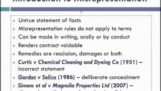 Misrepresentation Lecture 1 of 4 [upl. by Yssac]